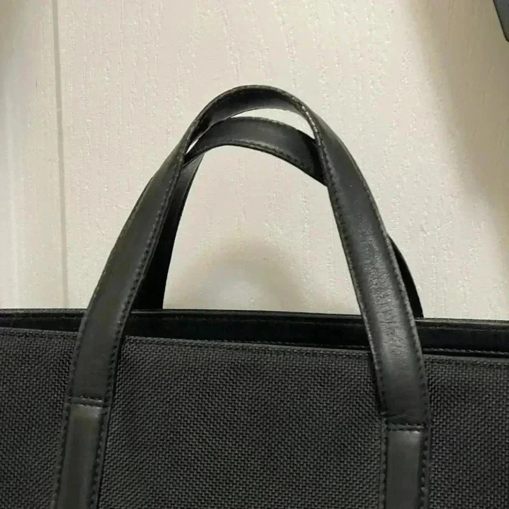 Tumi Ballistic Nylon leather Briefcase long adjustable padded shoulder straps